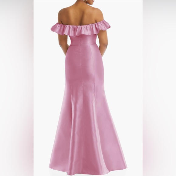 Alfred Sung - Pink Ruffle Off-Shoulder Maxi Dress Gown Size 6R – Style D836 - Picture 3 of 9